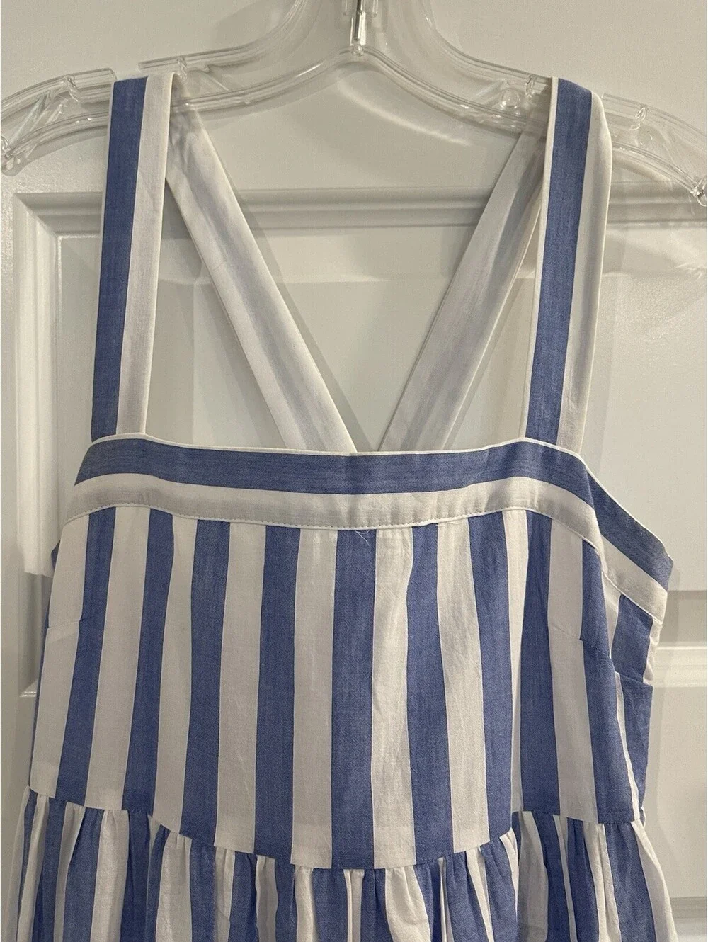 English Factory Sleeveless Shirred Dress Size XS classic striped flowy